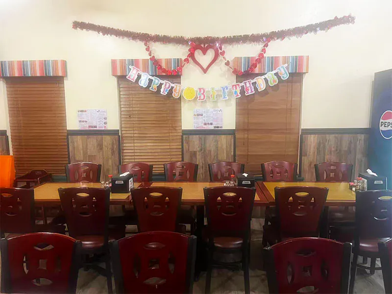 Festive dining space with birthday decor at Panda Buffet, a Buffet Restaurant in Cushing