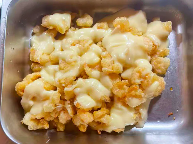 Crispy bites covered in creamy cheese at Panda Buffet, a Buffet Restaurant in Cushing